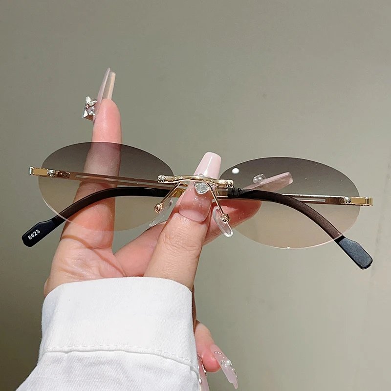 Rimless Oval Sunglasses Women  - Designer Sunglasses review and price