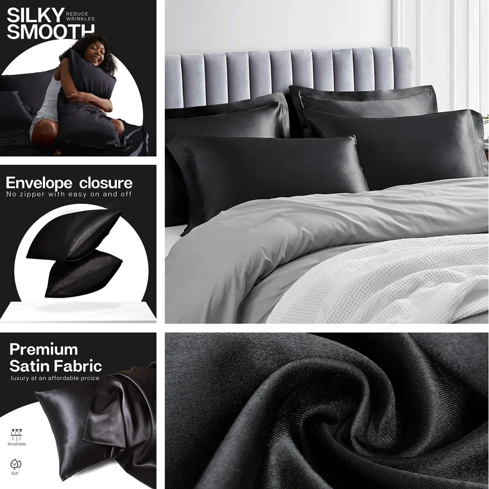 2 Pack Satin Pillowcase for Ha - Silk Pillowcase review and price