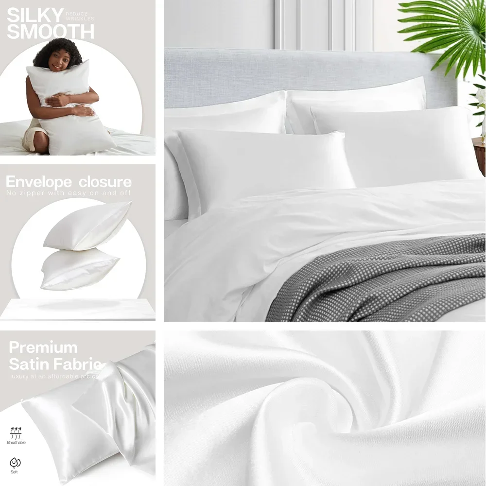 2 Pack Satin Pillowcase for Ha - Silk Pillowcase review and price