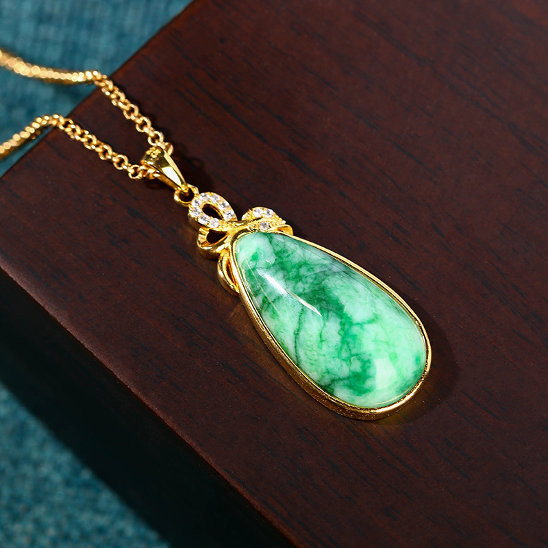 Natural Jade Water Drop Pendan - Gold Plated Jewelry review and price