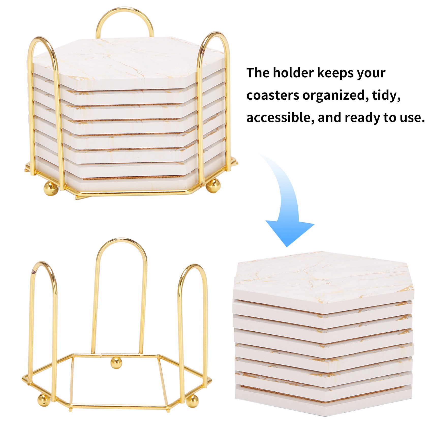 8 PC Coasters For Drinks Absor - Marble Coaster Set review and price