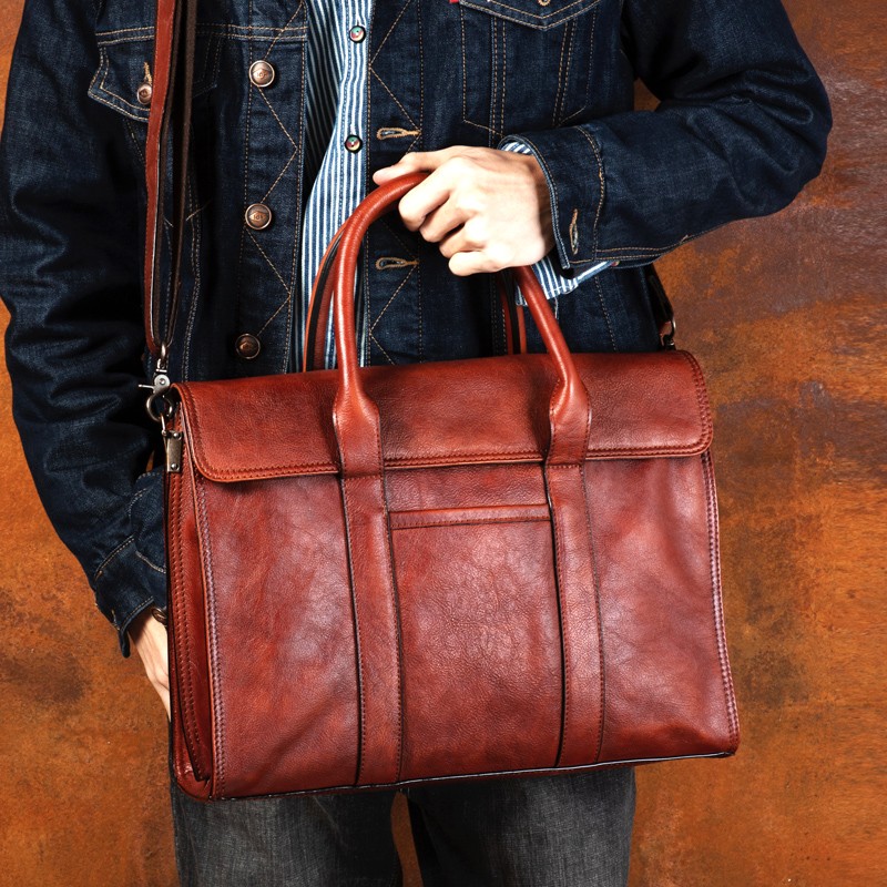 Vegetable tanned leather handb - Leather Briefcase review and price