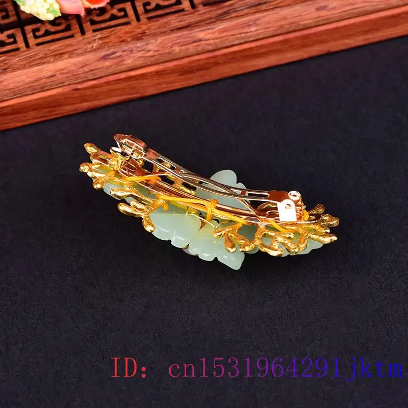 Green Jade Flower Barrette Des - Gold Plated Jewelry review and price