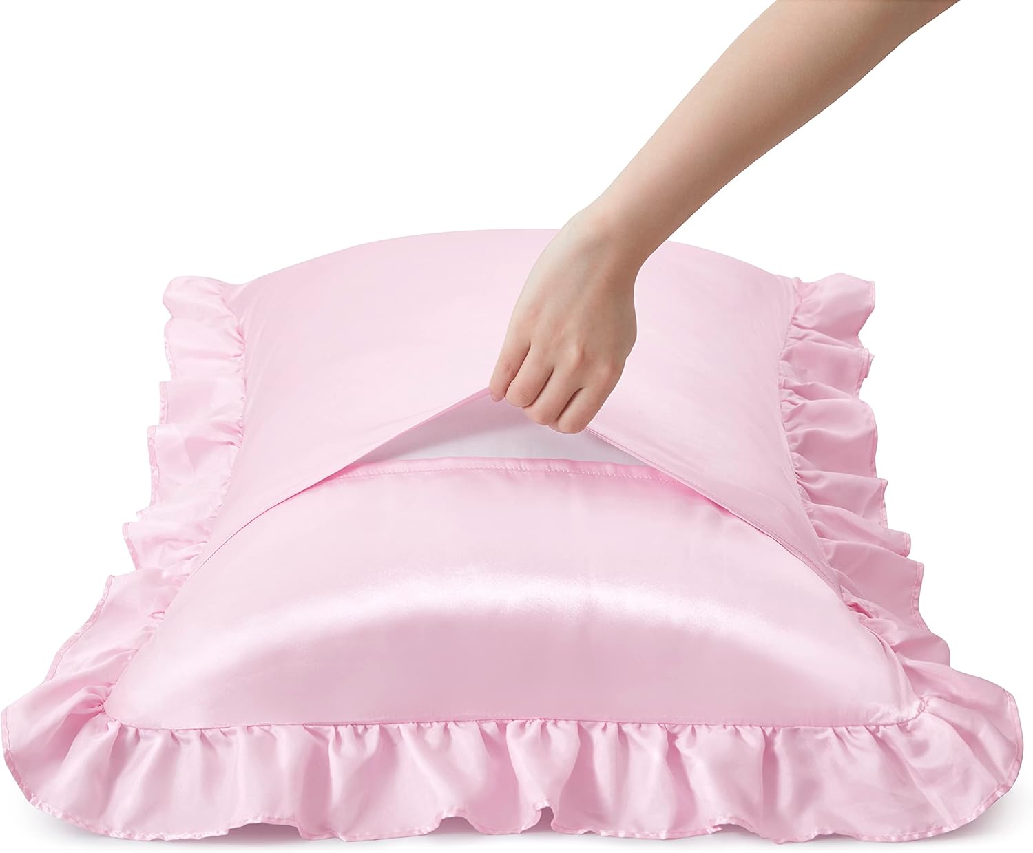 2Pcs Satin Ruffled Pillow Case - Silk Pillowcase review and price