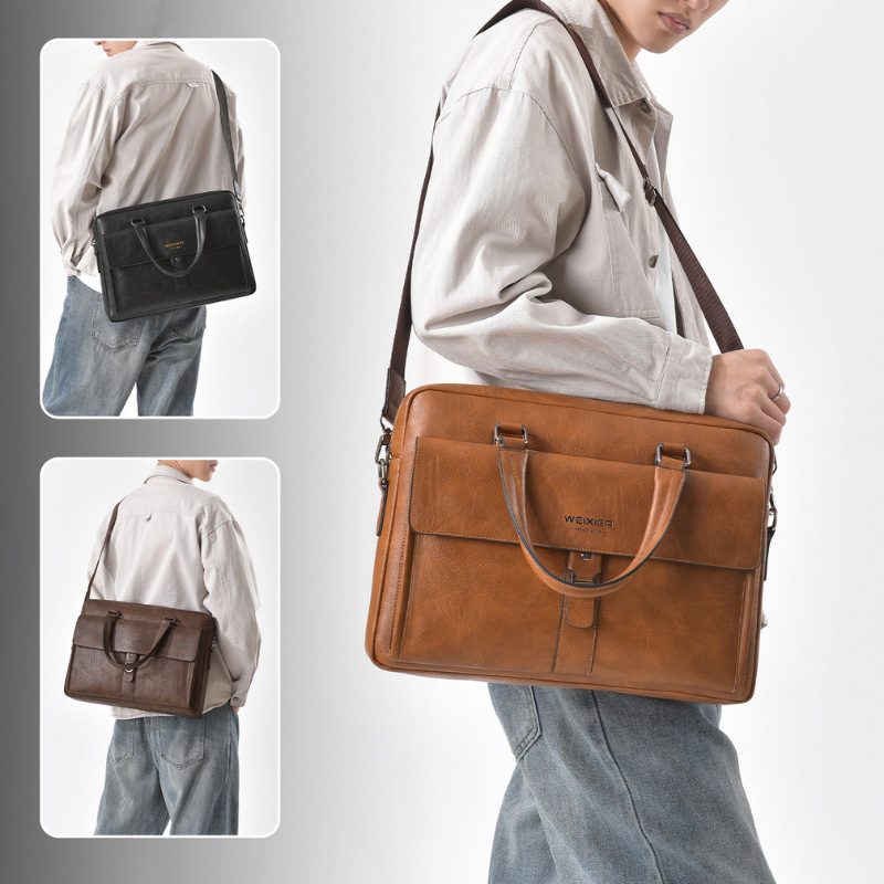 Vintage Dark Brown PU Leather  - Leather Briefcase review and price