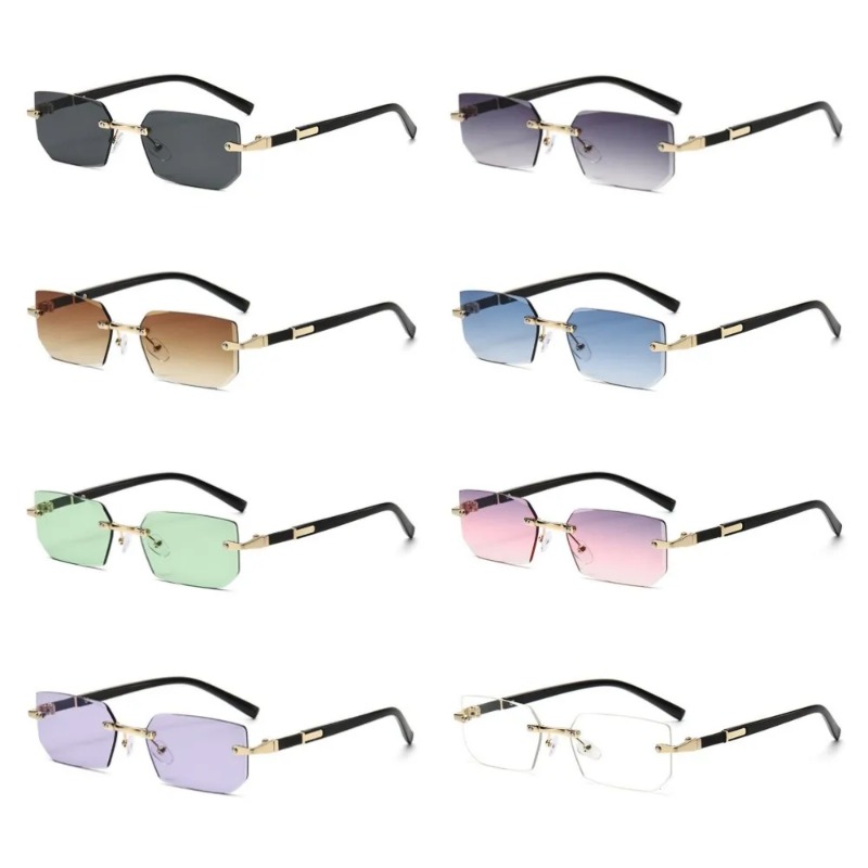 Rimless Cut Edge Rectangle Sun - Designer Sunglasses review and price