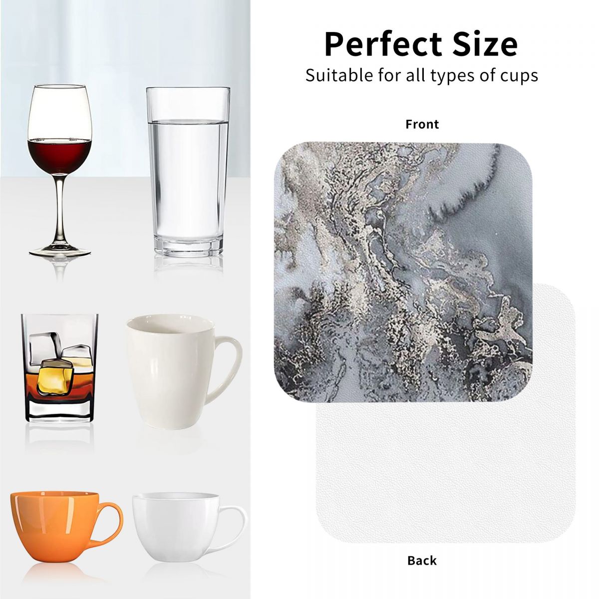 Grey And Silver Marbl Coasters - Marble Coaster Set review and price